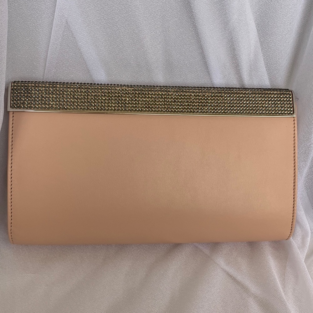 Brand New Jimmy Choo Cayla Clutch Powder Pink/Black Crystal - Picture 1 of 7